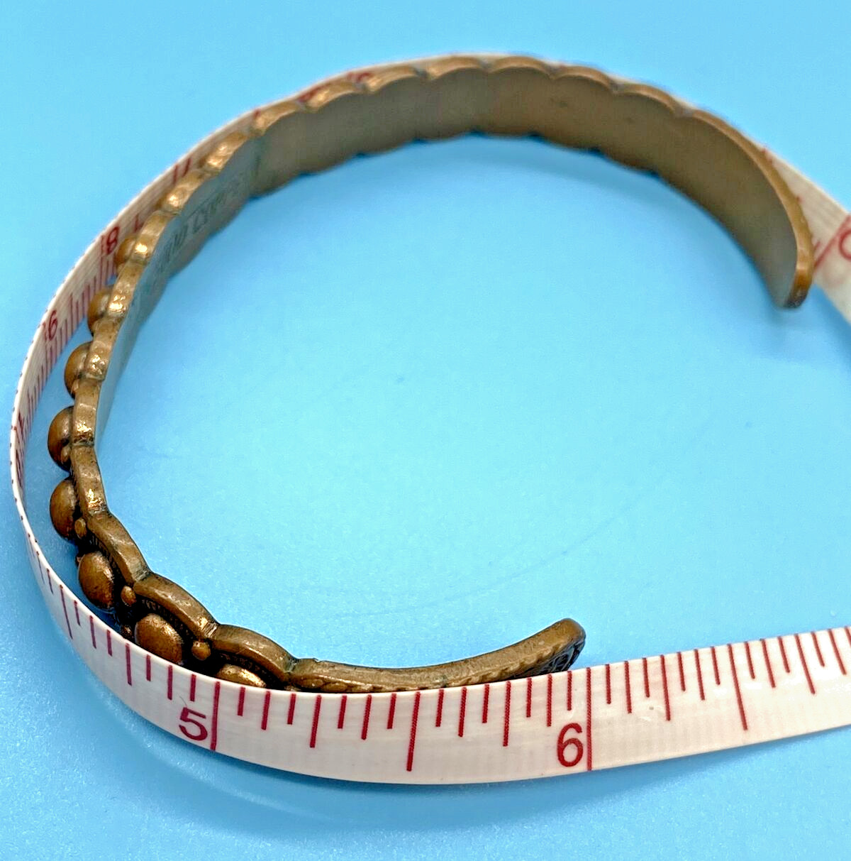 Solid Copper Signed Cuff Bracelet Dots & Circles … - image 4