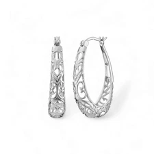 Silver Plated Hoop Dangle Earrings Fashion Jewelry For Women 18mm Medium Size