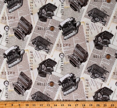 Cotton Typewriters Authors Mystery Fantasy Fiction Fabric Print by Yard D780.01