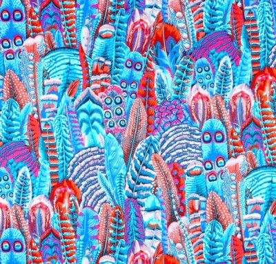 Kaffe Philip Jacobs FEATHERS Turquoise Fabric Half Yard & More