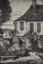 Village Maison Jardin BOIS GRAVE ORIGINAL PAUL BAUDIER Gravure 1924