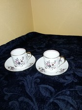 A.Lanternier &Cie fin XIXème porcelaine Limoges,paire de tasses et soucoupes