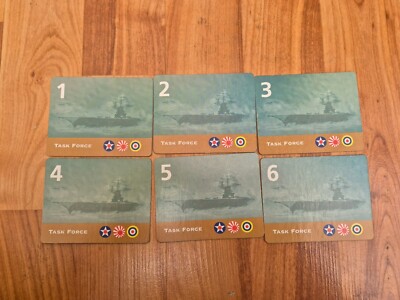 AVALON HILL Achse & Verbündete Original Pacific Alle 6 Task Force Karten Wargame