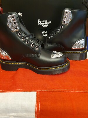 dr martens 4 King Nerd 1460 black & silver boots | eBay UK