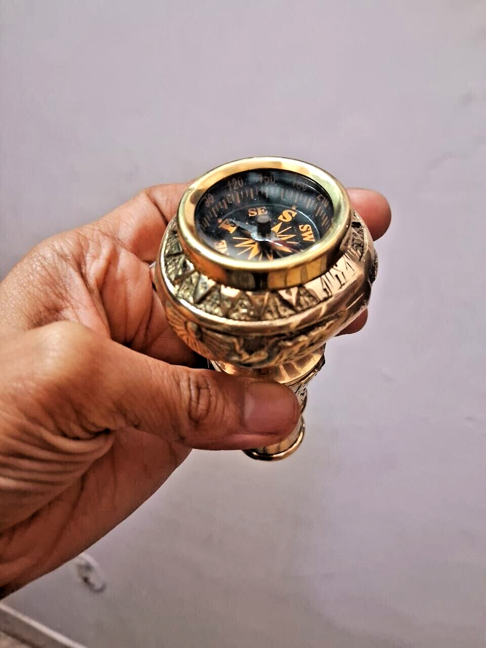 Solid Brass Compass Head Handle Only for Walking … - image 5