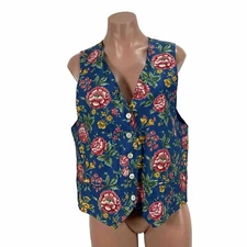 Talbots Vintage Floral Vest Size M Made in USA Cottagecore