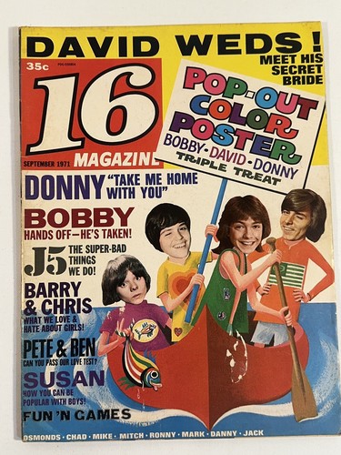 9/1971 16 MAGAZINE David Weds! Pop Out Color Poster J5 Susan Dey Bobby Donny - 第 1/3 張圖片