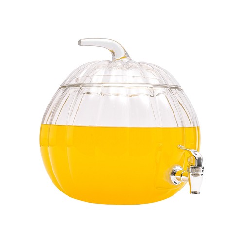 8.4L Pumpkin Shaped Drink Dispenser Glass Beverage Dispenser W/ Silicone Faucet - Picture 12 of 24