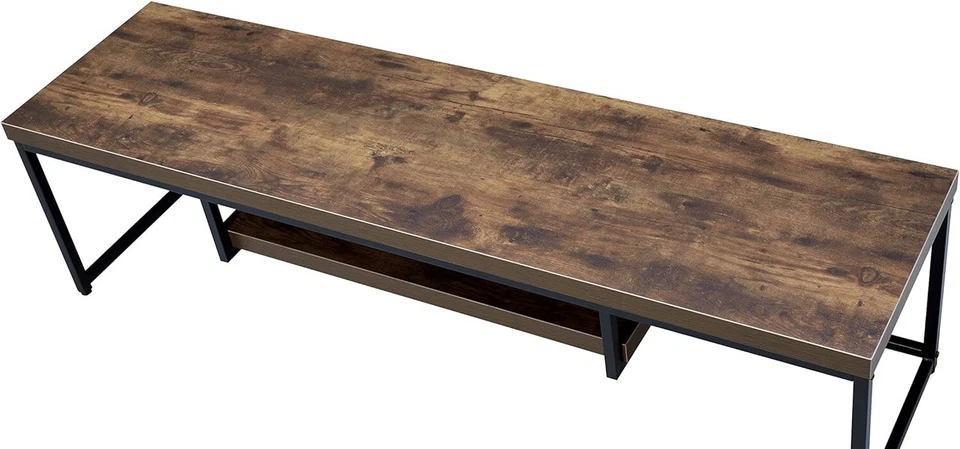 Прямоугольная деревянная подставка для телевизора ACME Bob с полкой из выветренного дуба и черного цвета - Изображение 4 из 4