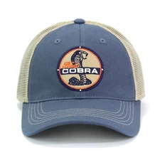 Ford Cobra Blue w/ Khaki Mesh Embroidered Baseball Hat Ball Cap Mustang Shelby