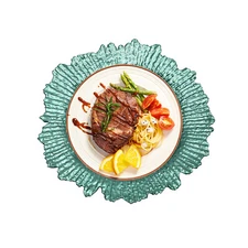 24*12.6in Round Charger Plates Plastic  Reef Plate Banquet Dinner Tableware Deco