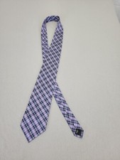 George Men's Tie Necktie Purple Plaid