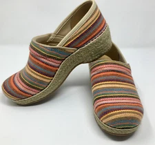 Vegan DANSKO Pro Woven Fanric Linen Jute Striped Clogs Shoes SZ 38 US 7.5-8