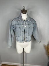 Ashley Vintage Charm Cropped Light Blue Jean Denim Jacket Sz Small