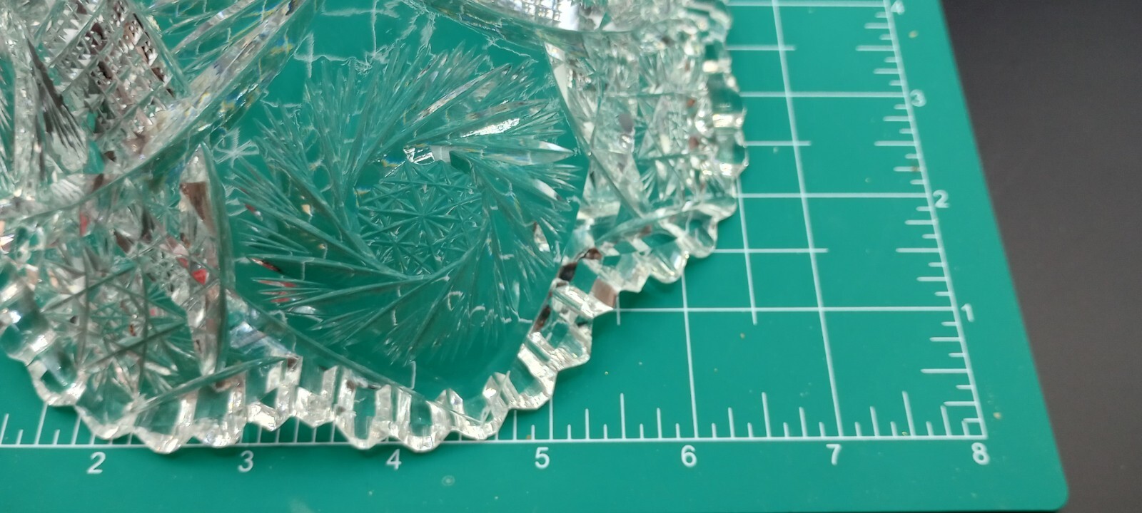 Antique American Brilliant Period Cut Glass Punch Bowl**BASE ONLY** 4-7/8" hi.  