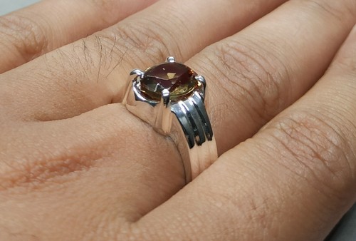 Oval Cut 3 Carat Alexandrite Sterling Silver 925 Handmade Alexandrite Mens Ring - Picture 6 of 12