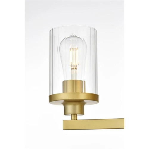 Living District Saanvi 3-Light Iron & Glass Bath Sconce in Brass/Clear - Picture 3 of 5