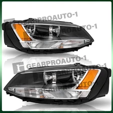 Fit 2011-2018 Volkswagen Jetta 4-Door Sedan Chrome Halogen Headlight Replacement
