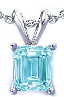 Anhänger 2+ kt Smaragd Blau Farbe Moissanit Diamant 925 Sterlingsilber Hochzeit