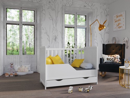 Matilda White Baby Cot Bed 120x60cm - Picture 5 of 10