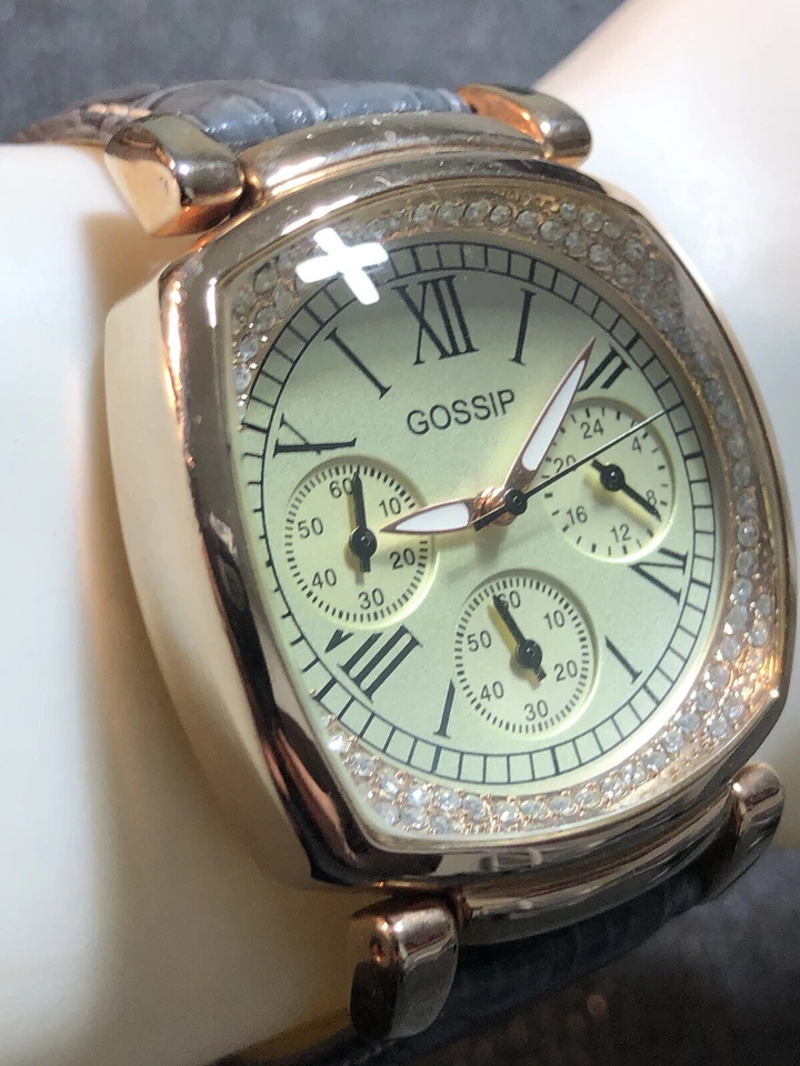 Reloj cronógrafo para mujer Gossip oro rosa con bisel de cristal correa de cuero Foto 3 de 4