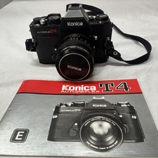 Konica Autoreflex T4 35mm SLR film camera w/ Hexanon AR 50mm f/1.7 lens. Tested