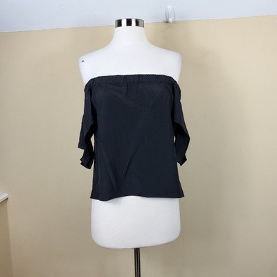 Amanda U Elasticized Off the Shoulder Top in Black Size S