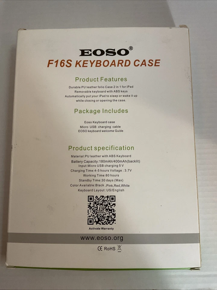 EOSO Black PU Leather Keyboard Case for iPad 2/3/4 F16S Apple Fit 7.5” X 9.5” - Image 2 of 4