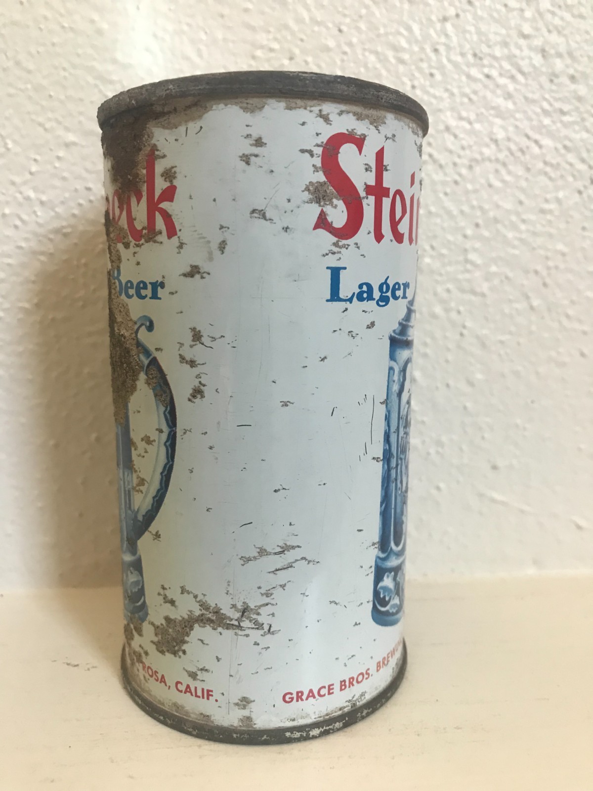 Steinbeck Lager Beer Can Flat Top  Grace Brothers, Santa Rosa, Ca.