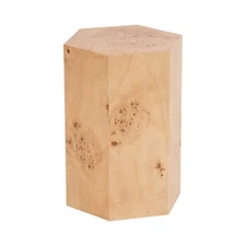 Berkett Hexagon Burlwood Side Table, 14 x 12 x 19, Natural Wood, Transitional...