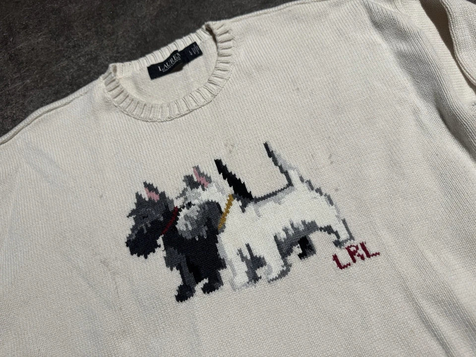 Ralph Lauren Intarsia  Scottie Terrier Dog Sweater GUC Size L Preppy Old Money - Image 2 of 4