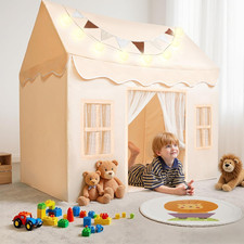 Kids Play Tent 51x35x52 with Blanket LED Lights Flags Indoor Outdoor Ages 3-7Yrs