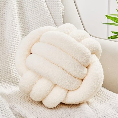 Knot Pillow Ball, Soft Home Decorative Round Throw Pillow, Handmade Knotted P.