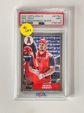 2022 Topps Update Mike Trout #87TBU1 '87 Topps Baseball Black #/299 PSA 9