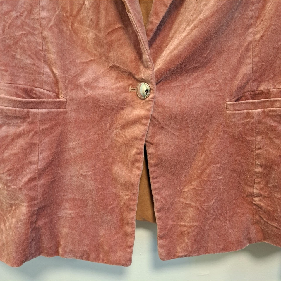 Blazer de terciopelo WHBM rosa polvoriento botones plateados para mujer talla 12 Foto 4 de 4
