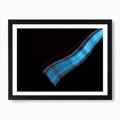 Glowing Abstract Curved Blue And Re Framed Wall Art Poster Canvas Print Picture
