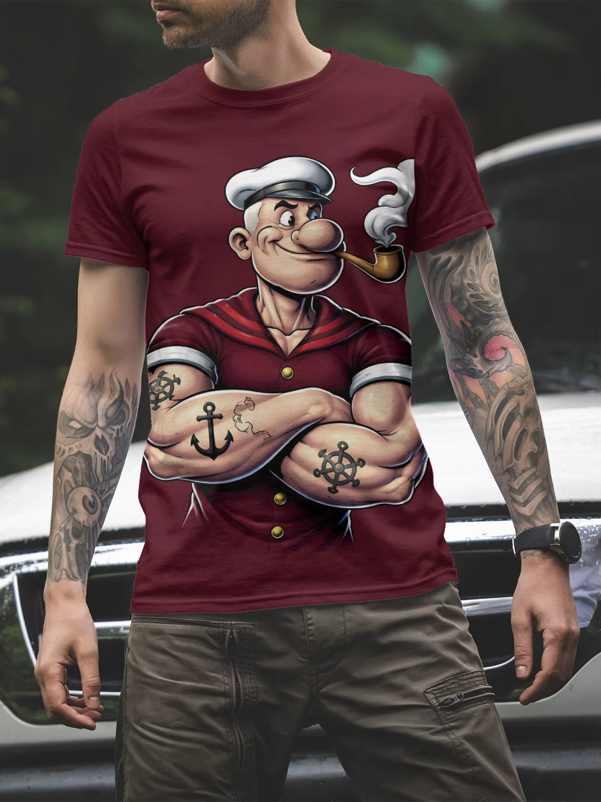 Camiseta Popeye Sailor Hero Gráfica Camiseta Dibujos Animados Gimnasio Deportes Hombres Niños