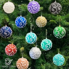 allgala 12 Pack 3 Inch Christmas Tree Ornament Balls-Glitter Foam Large