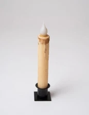 Country Primitive Cream Wax Dipped Battery Operated Timer Taper Candle 7"