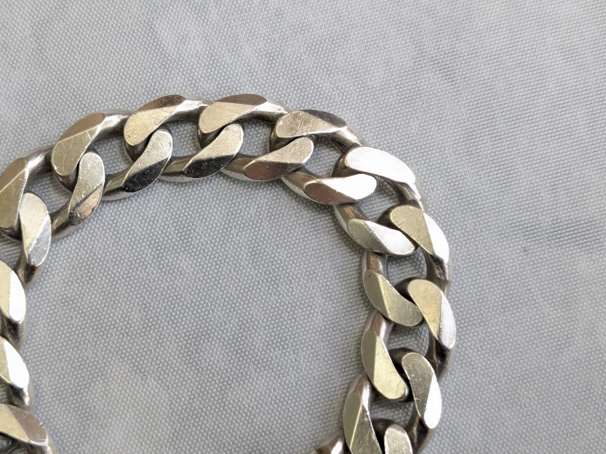 Vintage Sterling Silver Cuban Bracelet 8.5