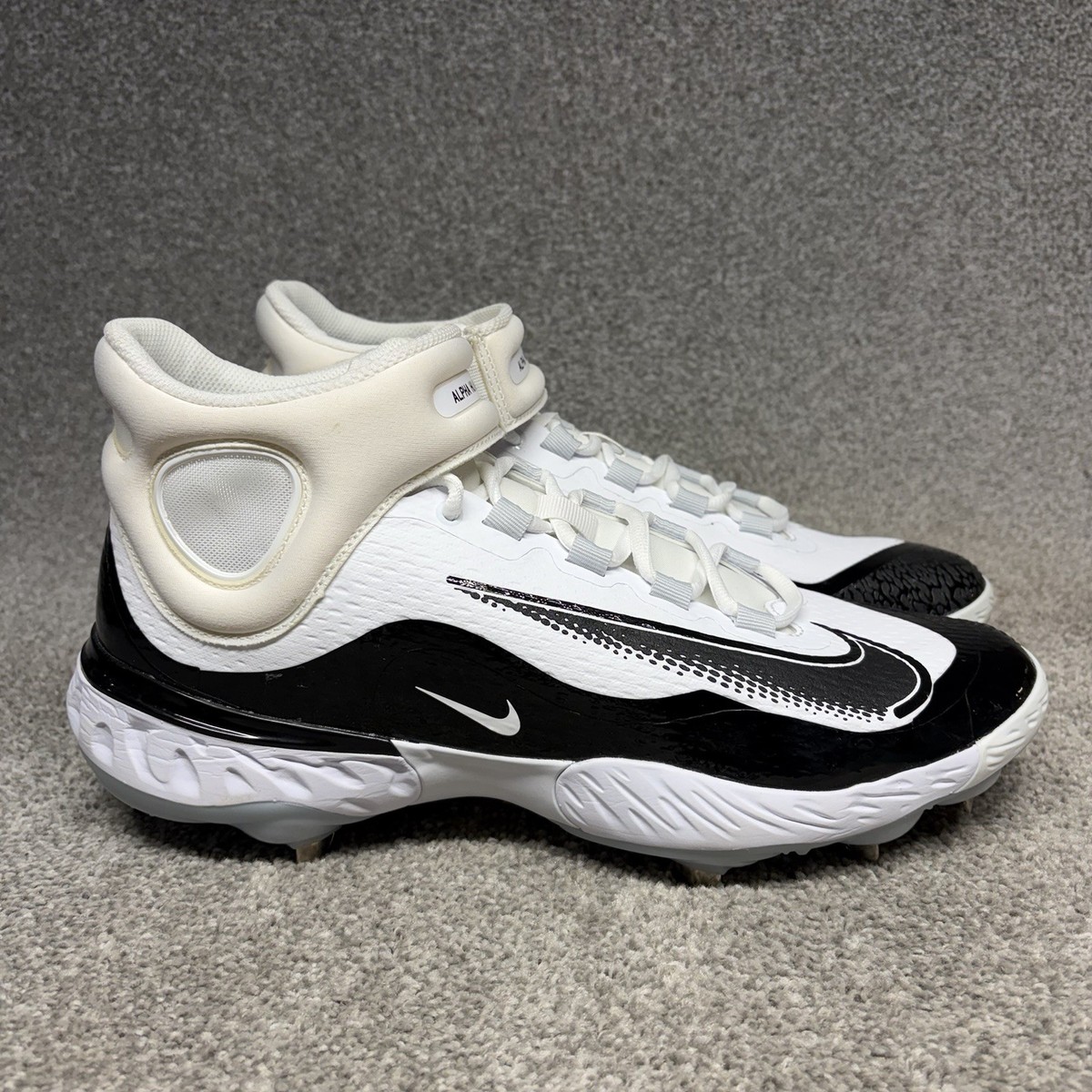 Nike Alpha Huarache Elite 4 Mid Baseball Cleats Men\'s 7.5 White Black FD2744-101 Nike Alpha Huarache Elite 4 Mid Baseball Cleats White Tint  main image 4