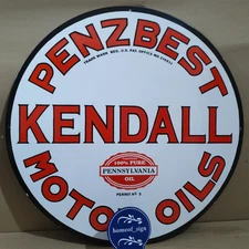 Kendall Motor Oil Porcelain Enamel Sign 30 X 30 Inches 1 sides
