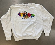 VTG Walt Disney World Mickey Mouse Graphic Crewneck Sweatshirt White Sz Large