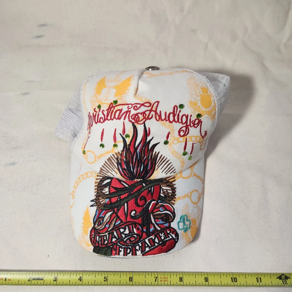 Raro De Colección Auténtico Christian Audigier Snapback Sombrero Tatuaje Rompecorazones Gorra Foto 4 de 4