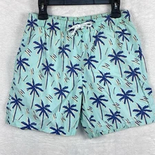 Chubbies Mens M Blue Green Palm Trees Hawaiian Board Beach  Swim Trunks Shorts
