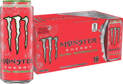 Energy Ultra Watermelon, Sugar Free Energy Drink, 16 Ounce | Pack of 15