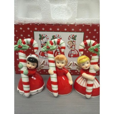 Candy Cane Girl Angel Trio Figurines Reproductions from Vermont Country Store