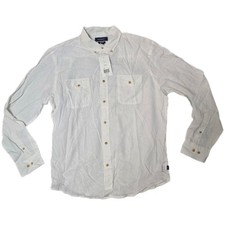 Crown Ivy Mens Classic Fit Long Sleeve Button Down Shirt White Size L AH