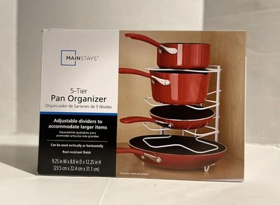 MAINSTAYS 5 Tier Pan Pot Lid Organizer Rack Kitchen Storage Holder NEW SEALED