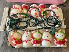 Hello Kitty Christmas 10 Light Set Sanrio String Lighst 2003 IOB Works